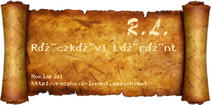 Ráczkövi Lóránt névjegykártya